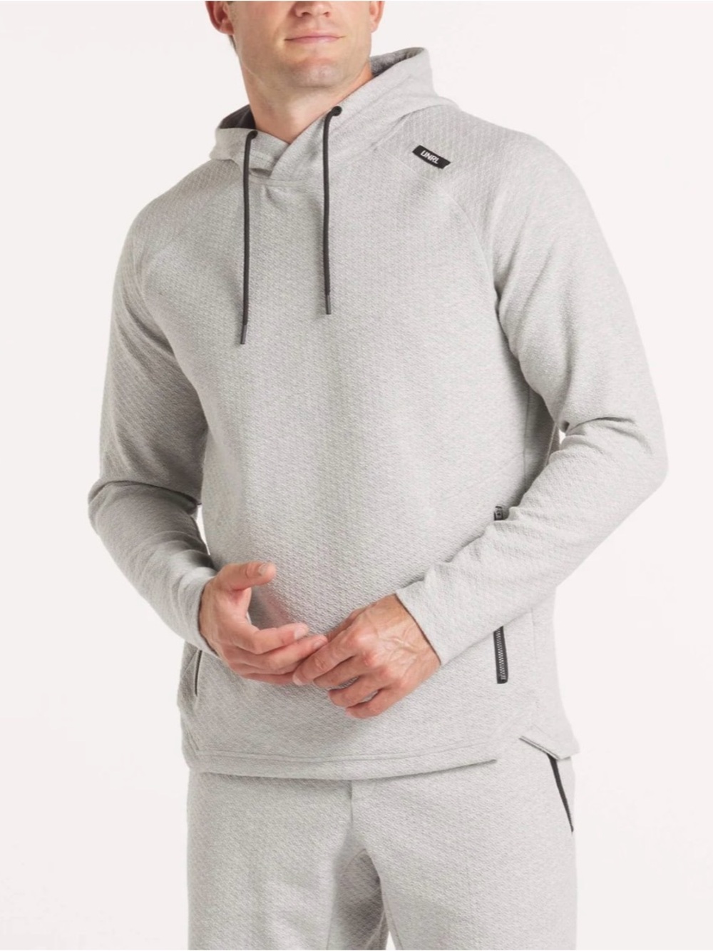 UNRL Elevation Hoodie Men's Light Gray Hooded Pullover Shirt